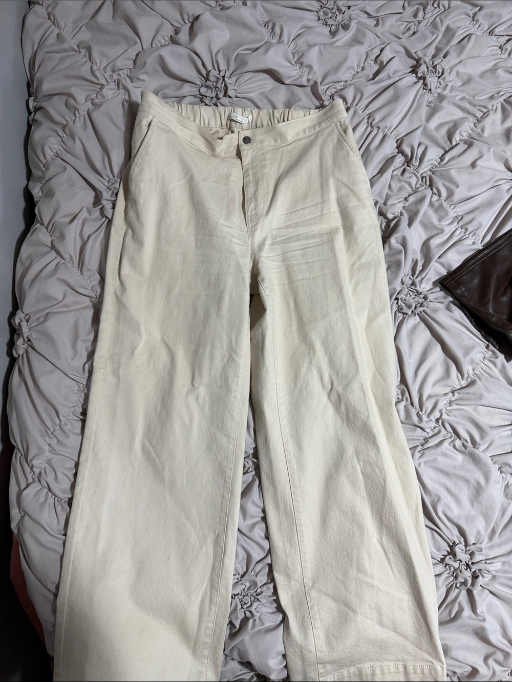 OAK + FORT Cream twill Straight-Leg Pants